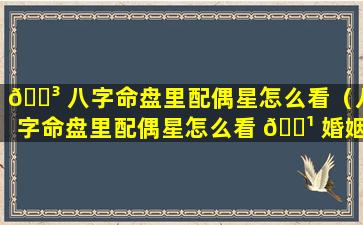 🌳 八字命盘里配偶星怎么看（八字命盘里配偶星怎么看 🌹 婚姻）